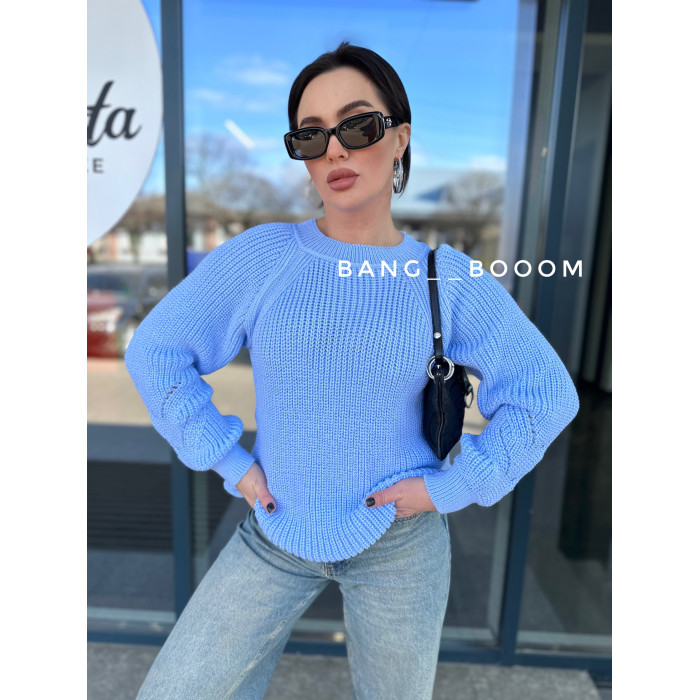 Жіночий вʼязаний светр англійської вʼязки REGLAN