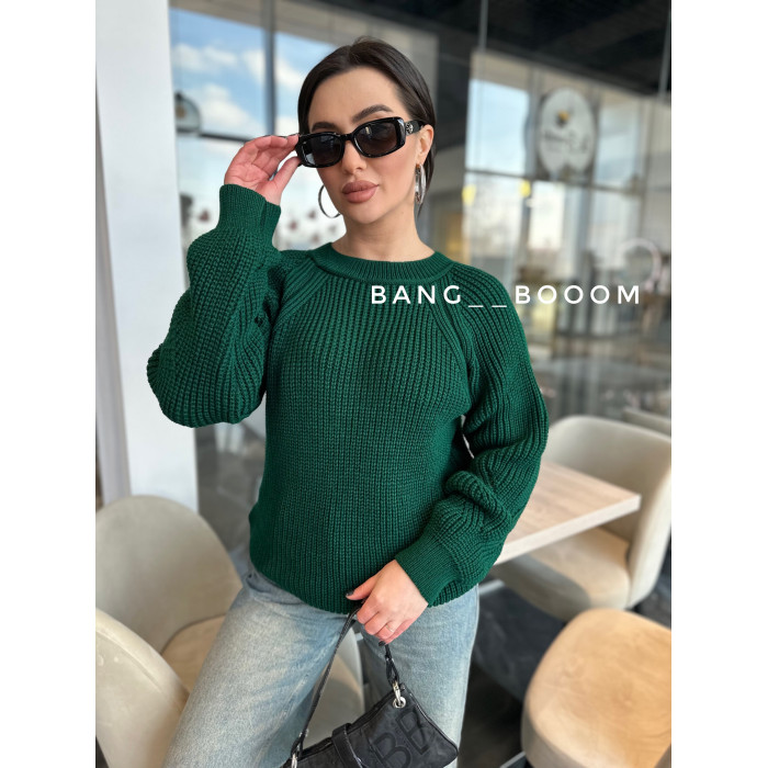 Жіночий вʼязаний светр англійської вʼязки REGLAN