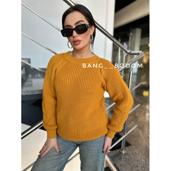 Жіночий вʼязаний светр англійської вʼязки REGLAN